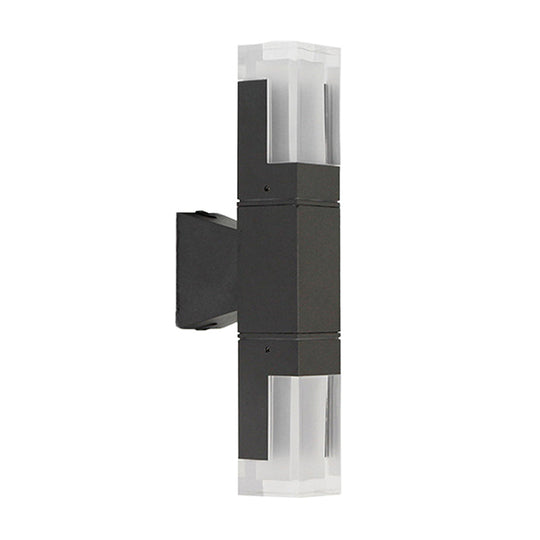 Minimalist Led Courtyard Wall Lamp In Black With Warm/White Light And Acrylic 1/2 Head Sconce