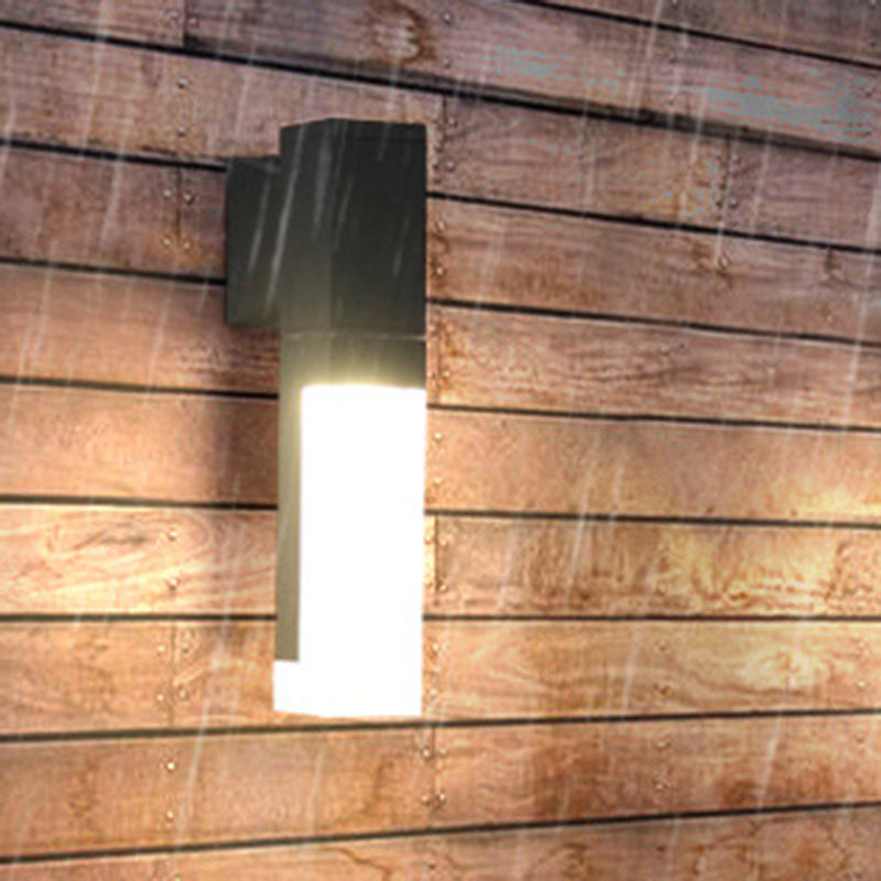 Minimalist Led Courtyard Wall Lamp In Black With Warm/White Light And Acrylic 1/2 Head Sconce