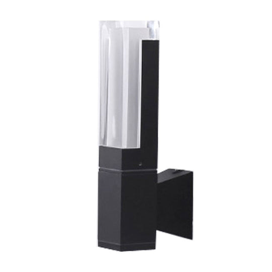 Minimalist Led Courtyard Wall Lamp In Black With Warm/White Light And Acrylic 1/2 Head Sconce