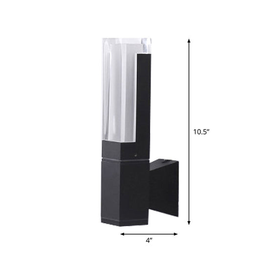 Minimalist Led Courtyard Wall Lamp In Black With Warm/White Light And Acrylic 1/2 Head Sconce