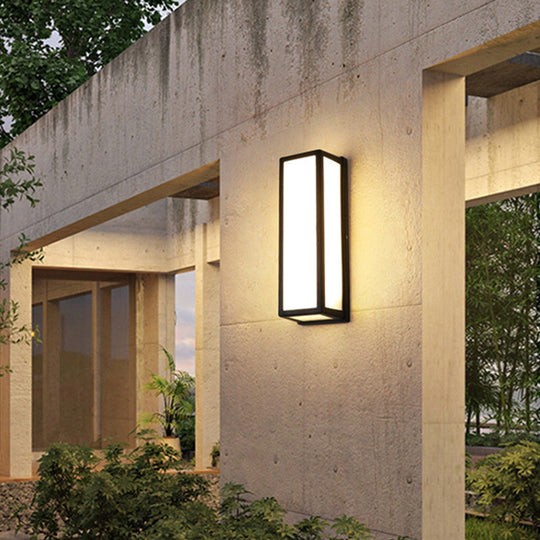 Rectangular Patio Sconce - Plastic Led Wall Light Small/Large Black / Small