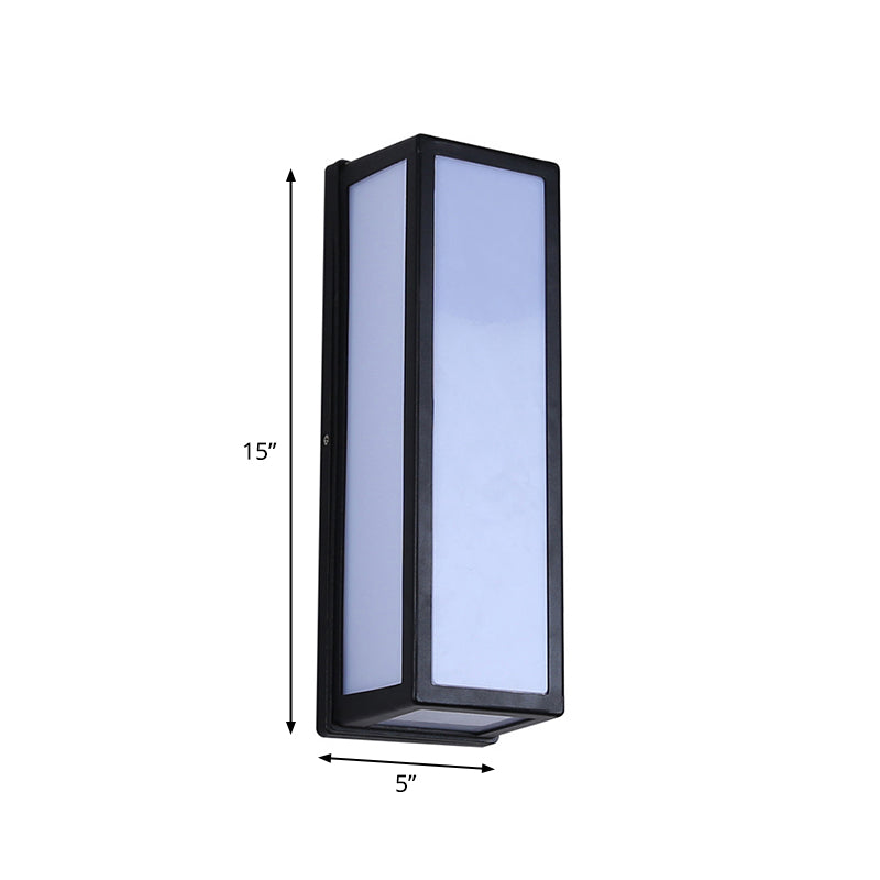 Rectangular Patio Sconce - Plastic Led Wall Light Small/Large Black