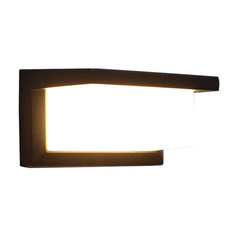 Contemporary Black Led Wall Lamp For Courtyard - Flush Mount Sconce