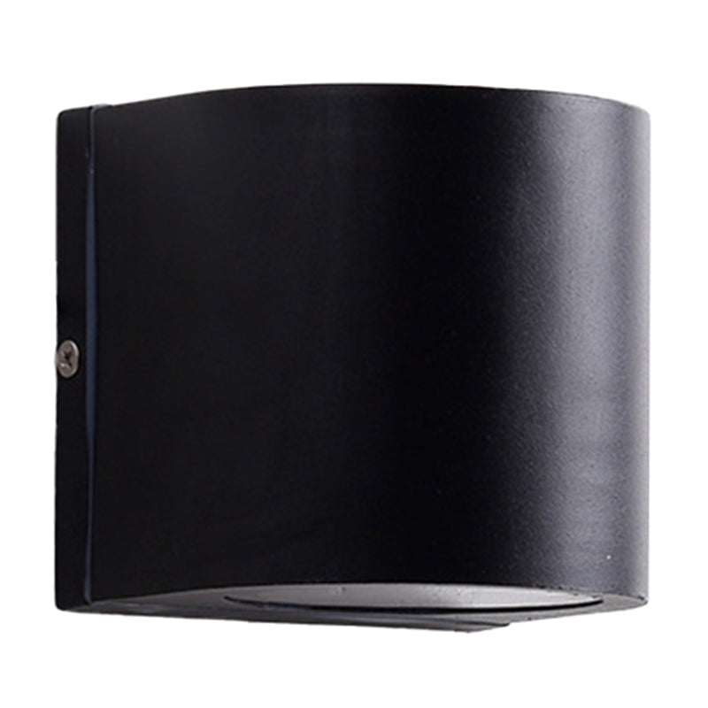 Black Aluminum Led Outdoor Cylinder Wall Light - Minimalist Flush Sconce