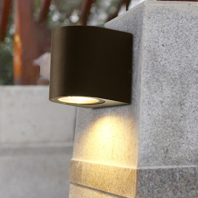 Contemporary Led Outdoor Wall Mount Sconce Light With Metal Shade - Black