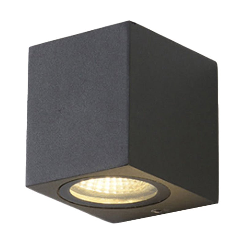 Contemporary Led Outdoor Wall Mount Sconce Light With Metal Shade - Black