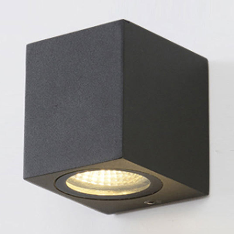 Contemporary Led Outdoor Wall Mount Sconce Light With Metal Shade - Black