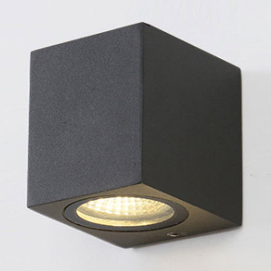 Contemporary Led Outdoor Wall Mount Sconce Light With Metal Shade - Black