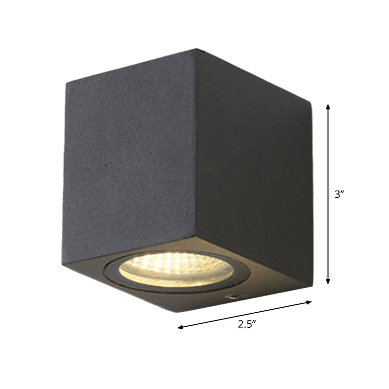 Contemporary Led Outdoor Wall Mount Sconce Light With Metal Shade - Black