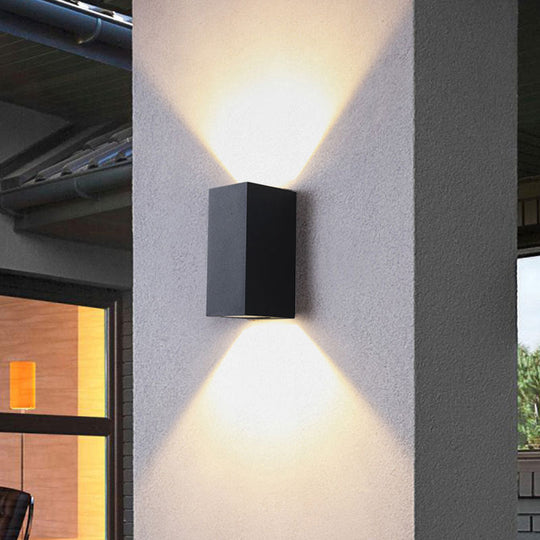 Contemporary Led Outdoor Wall Mount Sconce Light With Metal Shade - Black