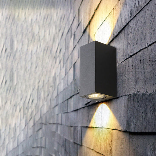 Contemporary Led Outdoor Wall Mount Sconce Light With Metal Shade - Black