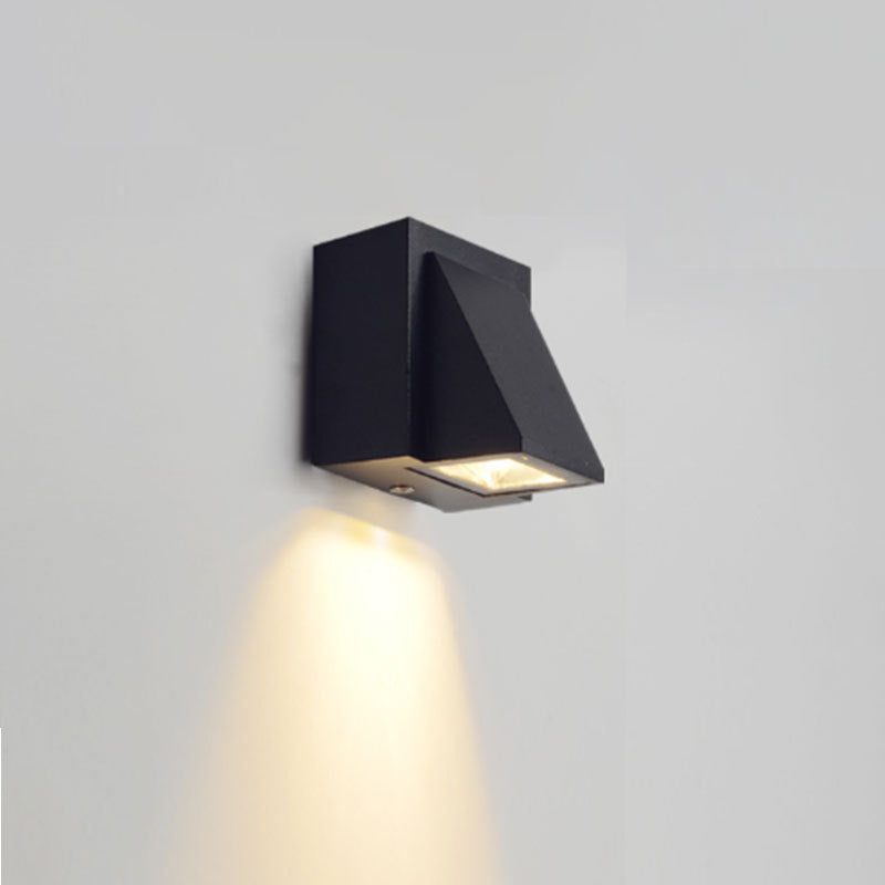 Contemporary Led Outdoor Wall Mount Sconce Light With Metal Shade - Black