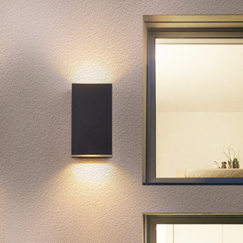 Sleek Metal Led Flush Mount Wall Sconce For Porch - Rectangle Cylinder Triangle Shapes Simplicity