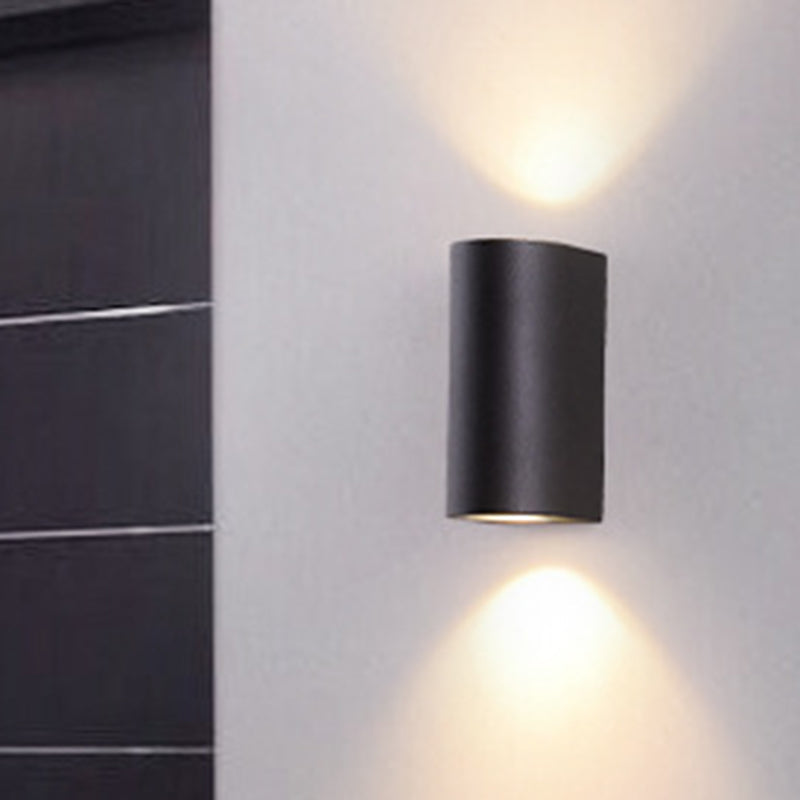 Sleek Metal Led Flush Mount Wall Sconce For Porch - Rectangle Cylinder Triangle Shapes Simplicity