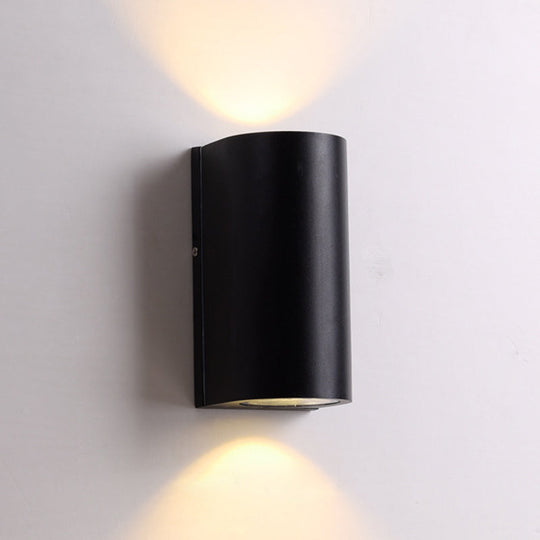 Sleek Metal Led Flush Mount Wall Sconce For Porch - Rectangle Cylinder Triangle Shapes Simplicity