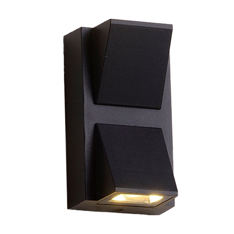 Sleek Metal Led Flush Mount Wall Sconce For Porch - Rectangle Cylinder Triangle Shapes Simplicity