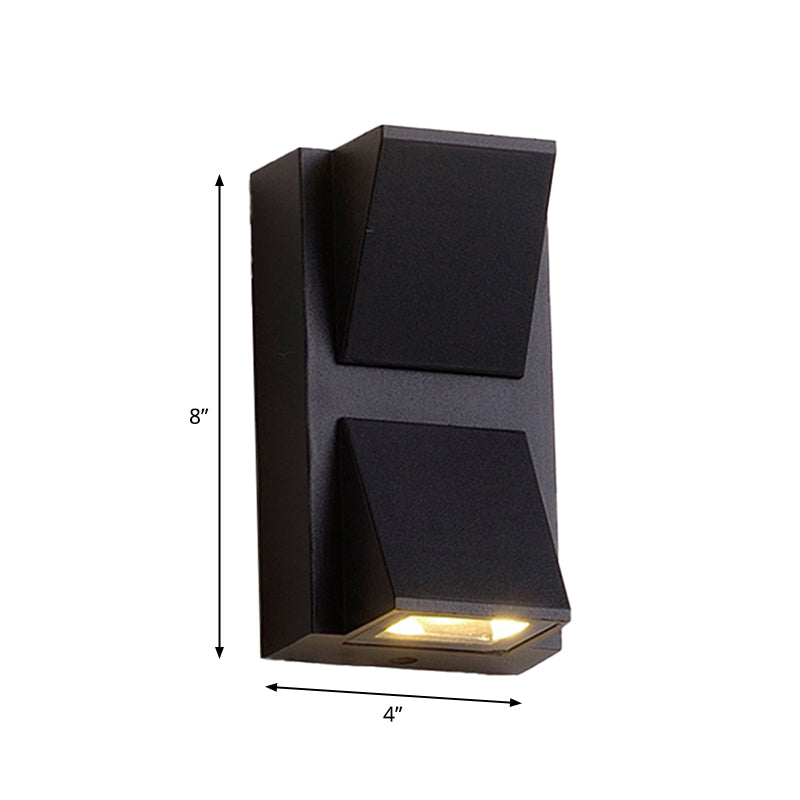 Sleek Metal Led Flush Mount Wall Sconce For Porch - Rectangle Cylinder Triangle Shapes Simplicity