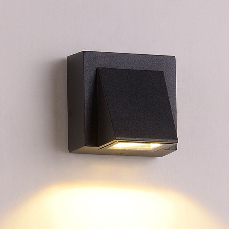 Sleek Metal Led Flush Mount Wall Sconce For Porch - Rectangle Cylinder Triangle Shapes Simplicity