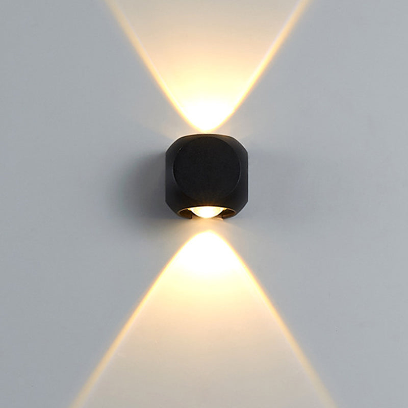 Nordic Aluminum Led Wall Lamp - Mini Cube Washer Sconce For Living Room (2/4-Head) In Black/White