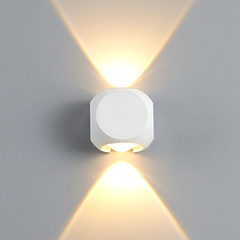 Nordic Aluminum Led Wall Lamp - Mini Cube Washer Sconce For Living Room (2/4-Head) In Black/White