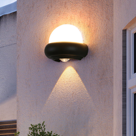 Contemporary Black Flush Wall Sconce With 1/2-Light For Patio - Plastic Ball