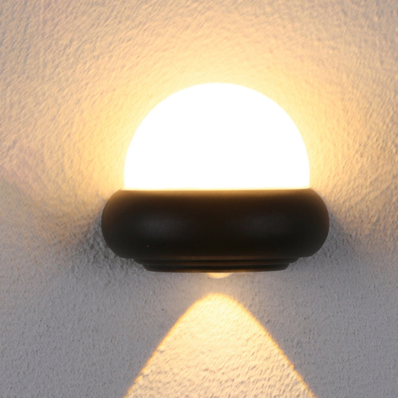 Contemporary Black Flush Wall Sconce With 1/2-Light For Patio - Plastic Ball