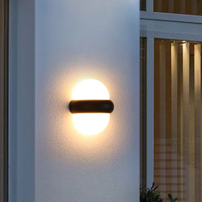 Contemporary Black Flush Wall Sconce With 1/2-Light For Patio - Plastic Ball