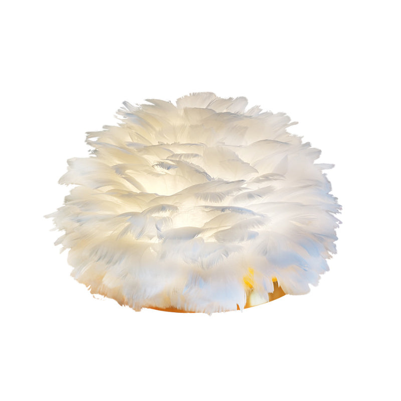 Feathered Flower Blossom Bedside Lamp - Modern Stylish Night Light (Pink/Apricot/White)