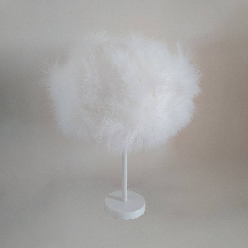 Minimalist White Feather Candy Floss Night Lamp - Table Stand Light