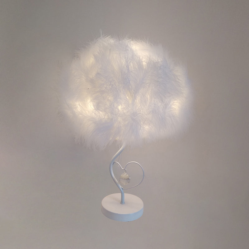 Feather Cloud Table Lamp: Romantic Nordic White Night Light With Crystal Accent