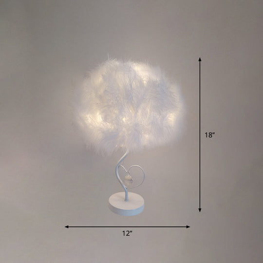 Feather Cloud Table Lamp: Romantic Nordic White Night Light With Crystal Accent