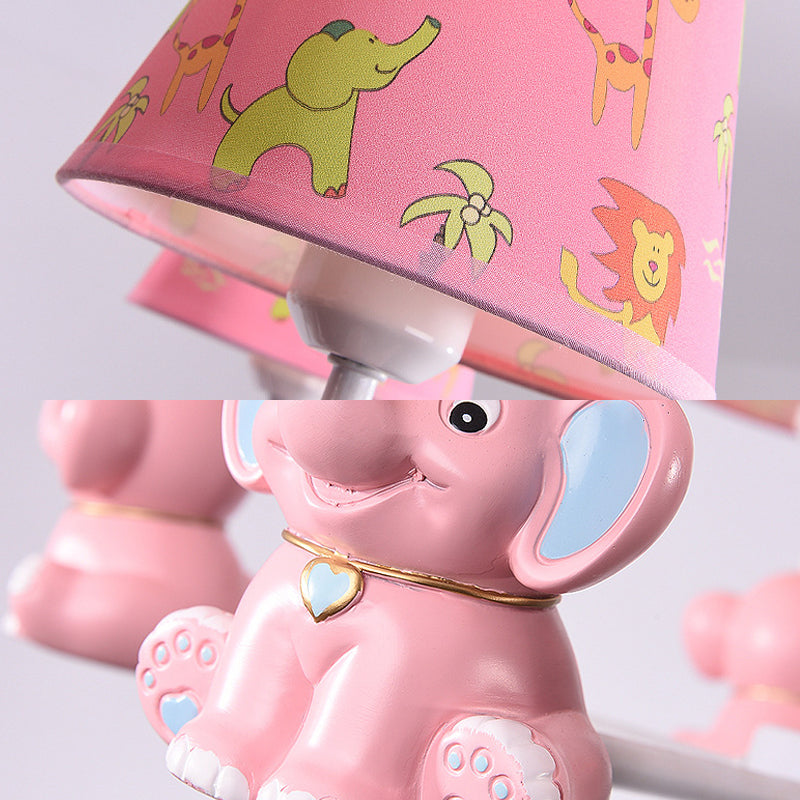 Pink Elephant Ceiling Lamp: Kids Hanging Pendant Light Fixture For Bedroom - 3/5/6/8 Lights Metal