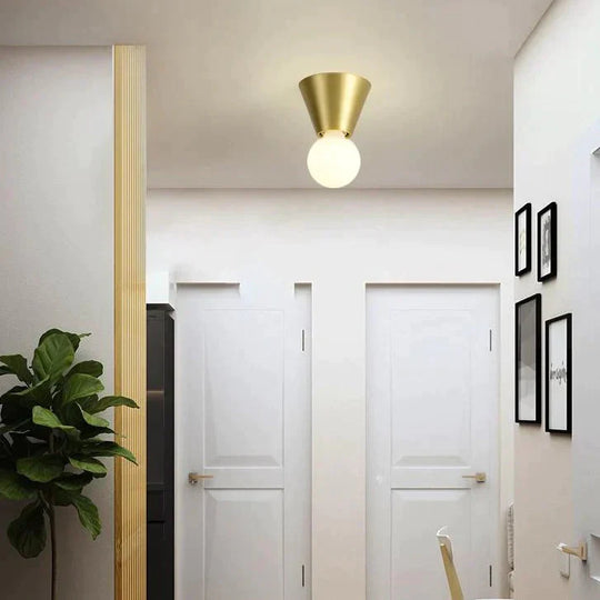 Nordic Minimalist Hall Brass Ceiling Lamp