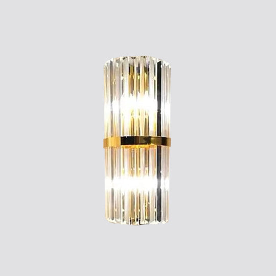 Gold Modern Wall Sconce Lamp With Crystal Shade - 1 2 Or 3 Bulb Options