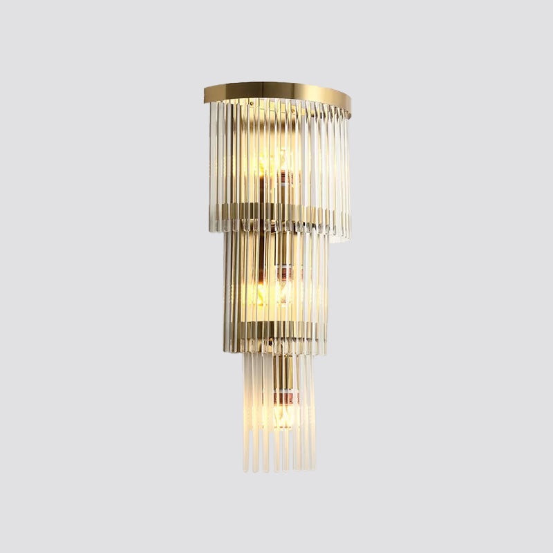 Gold Modern Wall Sconce Lamp With Crystal Shade - 1 2 Or 3 Bulb Options