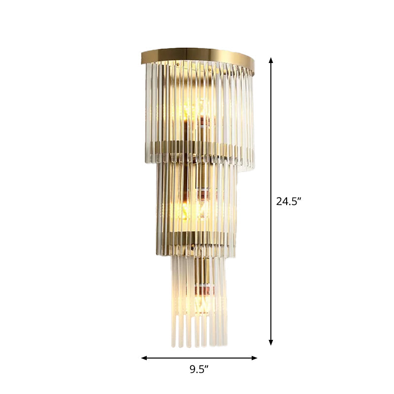 Gold Modern Wall Sconce Lamp With Crystal Shade - 1 2 Or 3 Bulb Options