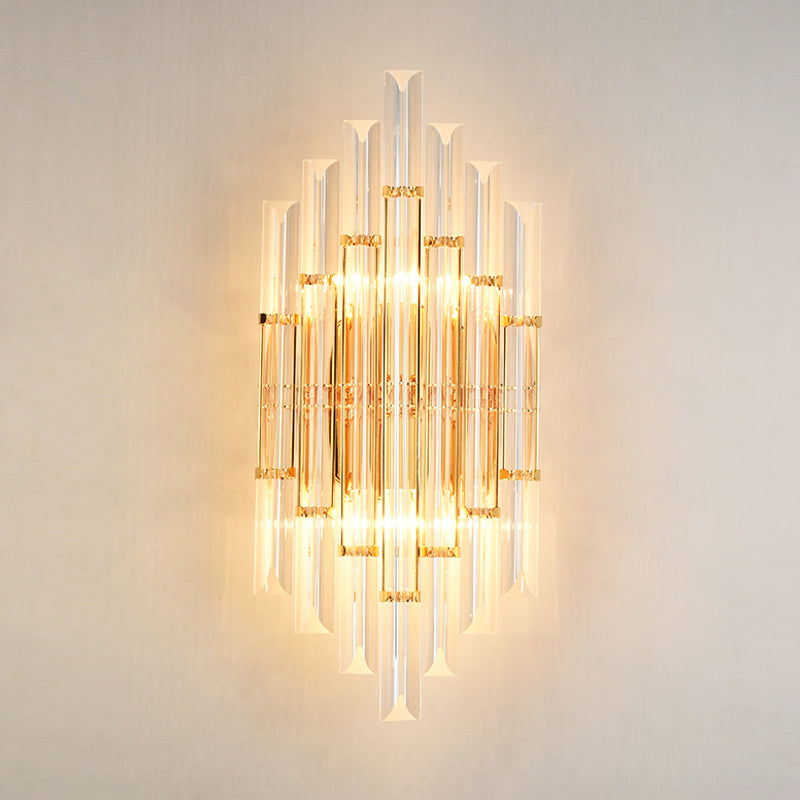 Gold Modern Wall Sconce Lamp With Crystal Shade - 1 2 Or 3 Bulb Options