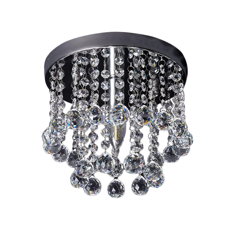 Modern Crystal Orb Ceiling Light, Nickel Finish, Semi Flush Mount Lamp - Available in Small, Medium or Large