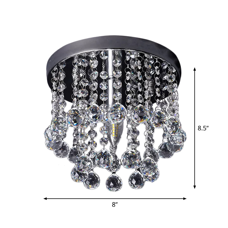 Modern Crystal Orb Ceiling Light Nickel Finish Semi Flush Mount Lamp - Available In Small Medium Or