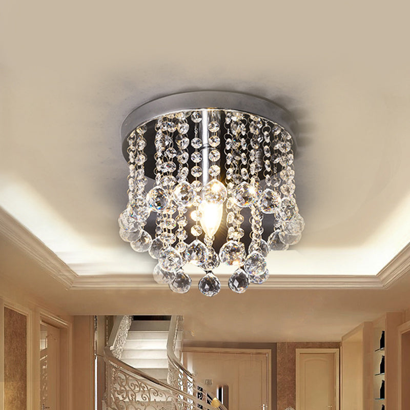 Modern Crystal Orb Ceiling Light Nickel Finish Semi Flush Mount Lamp - Available In Small Medium Or