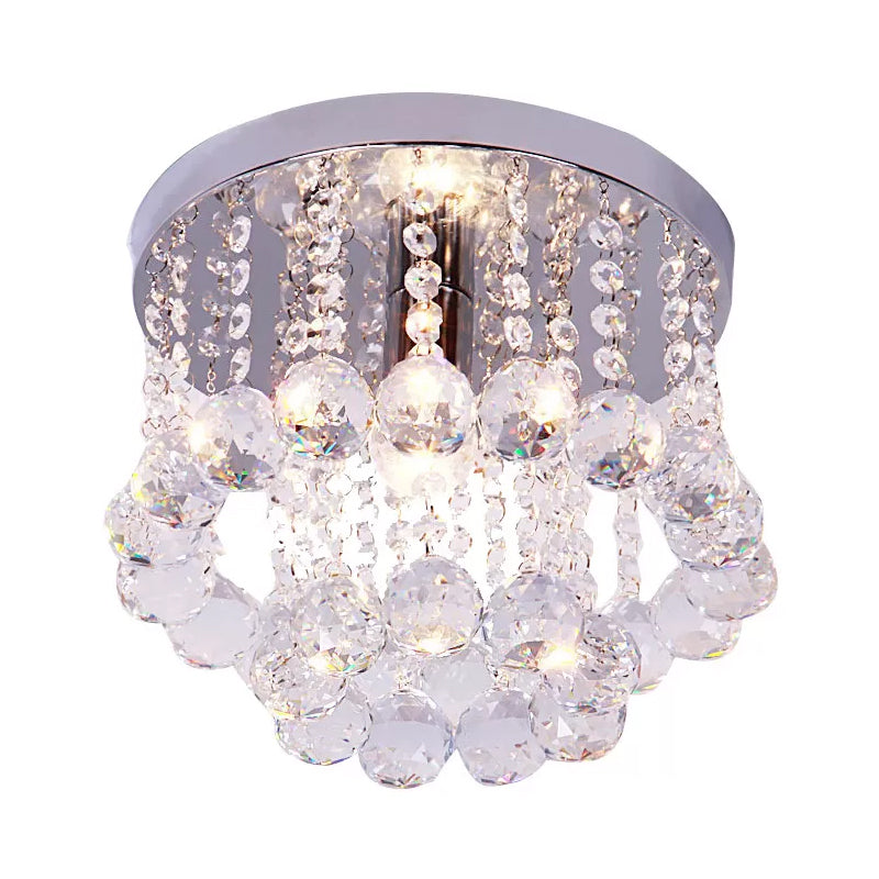 Modern Crystal Orb Ceiling Light Nickel Finish Semi Flush Mount Lamp - Available In Small Medium Or