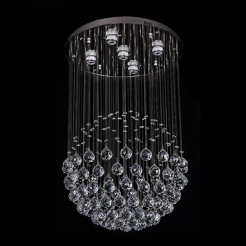 Modern Crystal Sphere Ceiling Lamp: 5-Light Stainless Steel Flush Mount Lighting