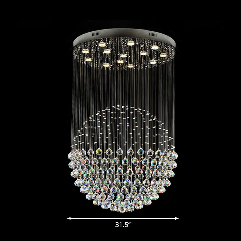 Contemporary Crystal Flushmount Light Fixture - Ideal for Restaurants - Stainless Steel Finish - 3/5/14 Bulbs