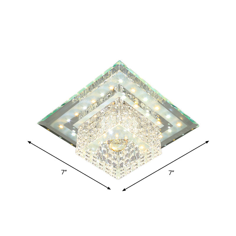 Square Crystal Led Flush Mount Ceiling Lamp In Chrome For Simplicity And Elegance