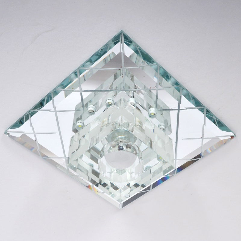 Modern Clear Crystal LED Flush Mount Lamp - Chrome Finish