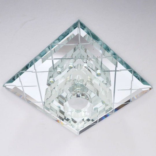 Modern Clear Crystal LED Flush Mount Lamp - Chrome Finish