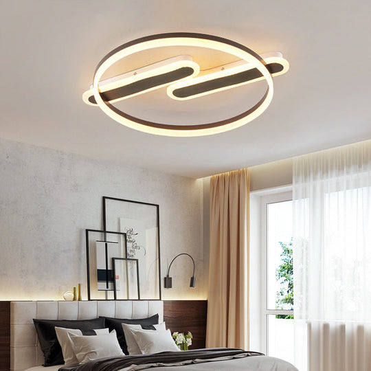 Modern Black Circle Flush Mount LED Ceiling Lamp for Child's Bedroom