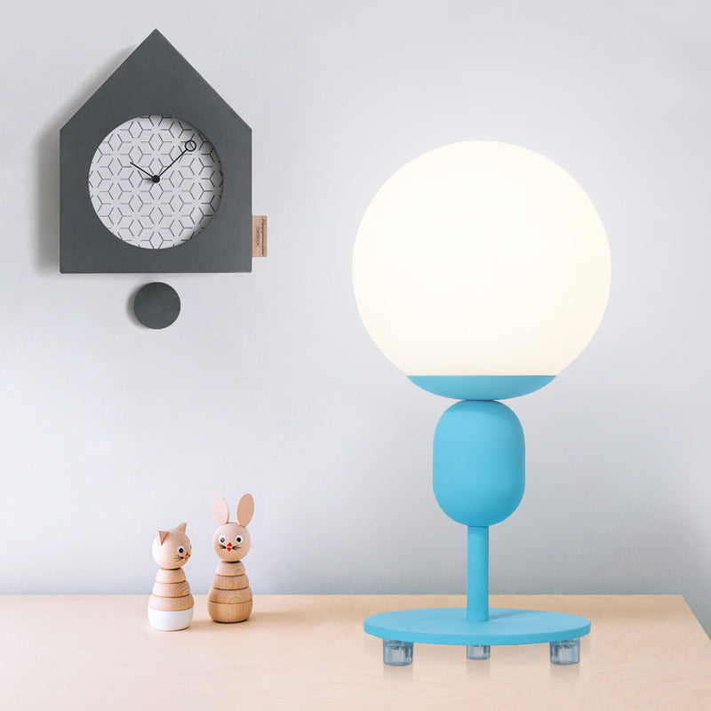 Modern Eye-Caring Desk Light With Orb Shade - Perfect For Childs Bedroom Blue