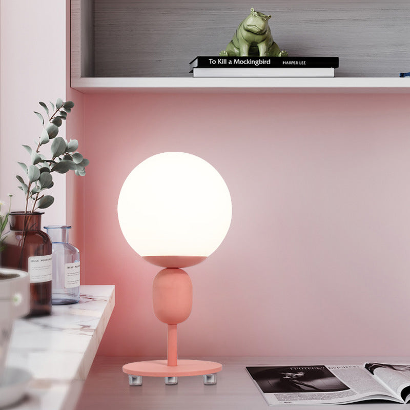 Modern Eye-Caring Desk Light With Orb Shade - Perfect For Childs Bedroom Pink