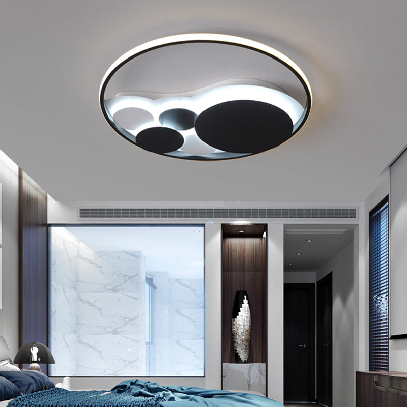 Black Acrylic Led Ceiling Light - Simple Style Flush Mount For Cloth Shop / White